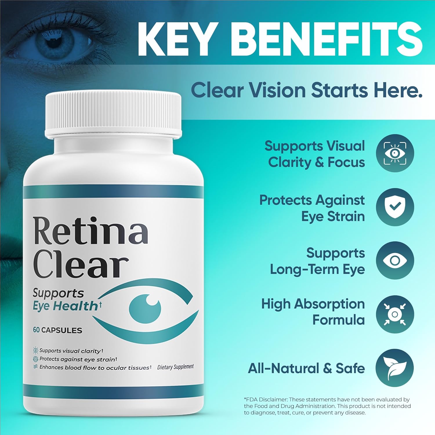 Vision Support Supplement – Eye Health Formula with Lutein, Zeaxanthin, Quercetin, Vitamin A, Zinc, & Bilberry – Supports Visual Clarity, Focus & Eye Fatigue Relief – 180 Capsules